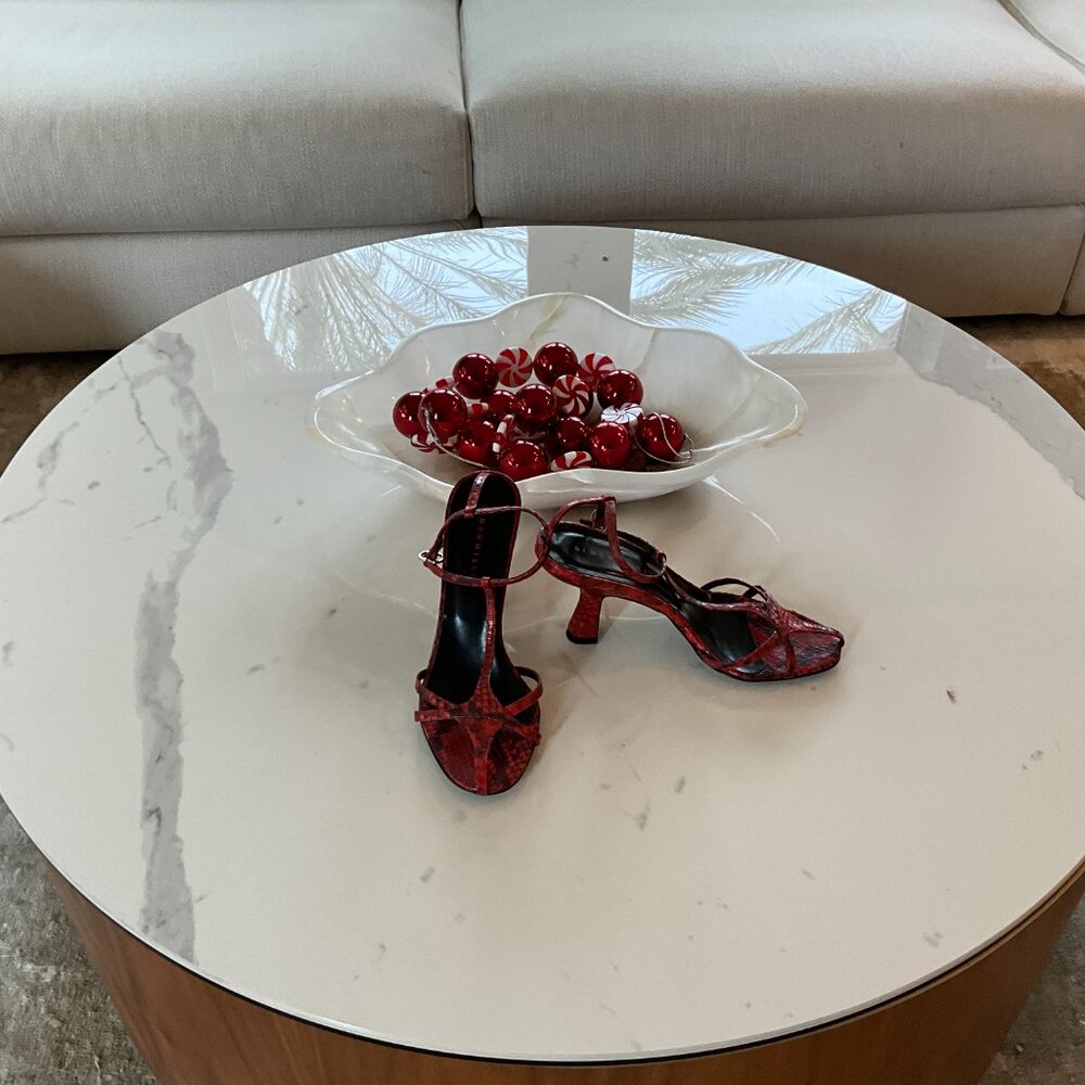 Simon Miller Red Snake-Print Strappy Heels - Picture 4 of 6